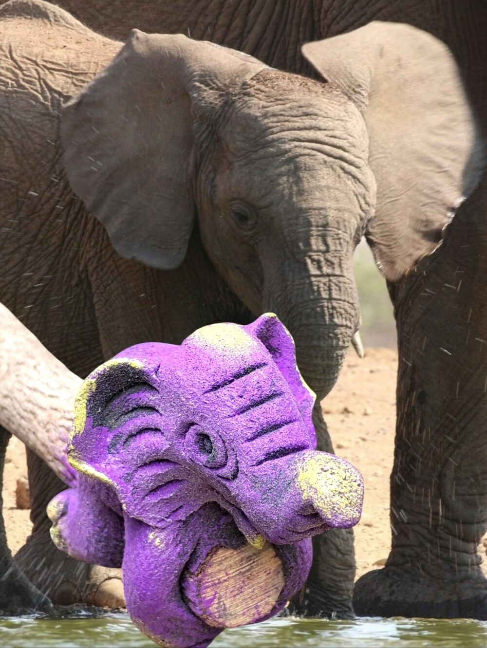 Purple Elephant Pencil Topper Molded on Natural Wood Stick Pencil